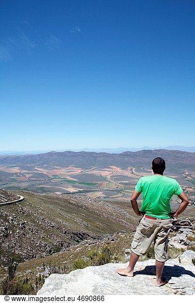 Man on Swartberg Pass  Western Cape  South Africa