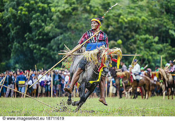 Man participating in Pasola Festival  Sumba island  Indonesia