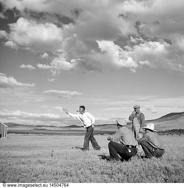 Man Pitching Horseshoes at Resettlement Administration Camp  Madras  Oregon  USA  Arthur Rothstein for Farm Security Administration (FSA)  July 1936
