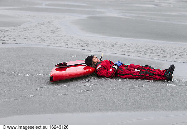 Man resting on beach