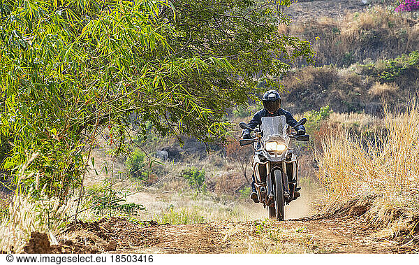 Man riding his ADV motorbike off road