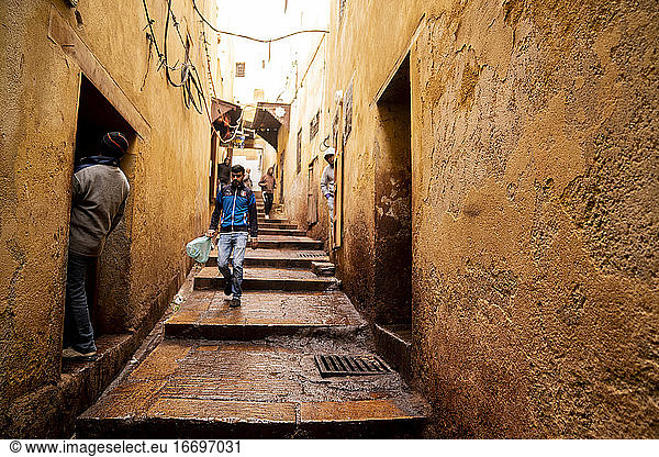 Man shopping and walking in fez  Morocco