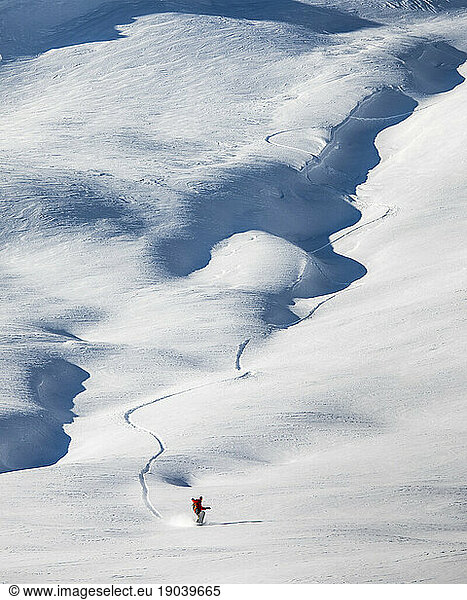 Man snowboarding  Whistler  British Columbia  Canada