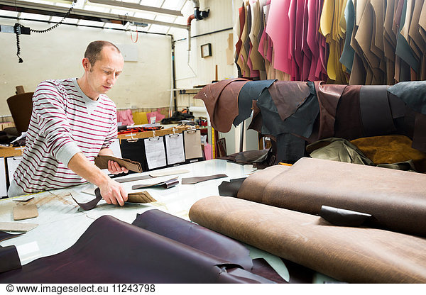 Man working in leather jacket manufacturers
