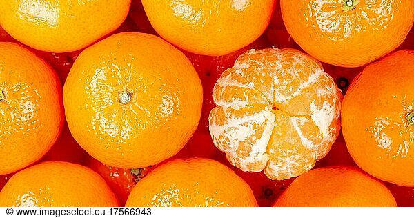 Mandarine Clementine Früchte Mandarinen Clementinen Frucht von oben Panorama