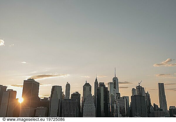Manhattan cityscape dusk