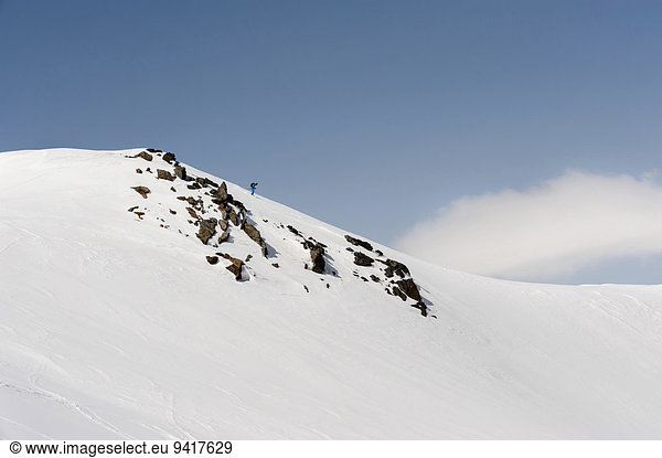Mann Alpen Skisport Ski Hang steil