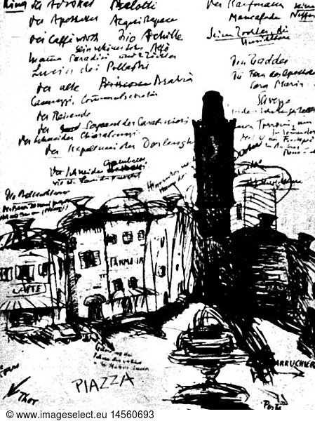 Mann  Heinrich  27.3.1871 - 12.3.1950  dt. Schriftsteller  seine Darstellung des Platzes der 'Kleinen Stadt'