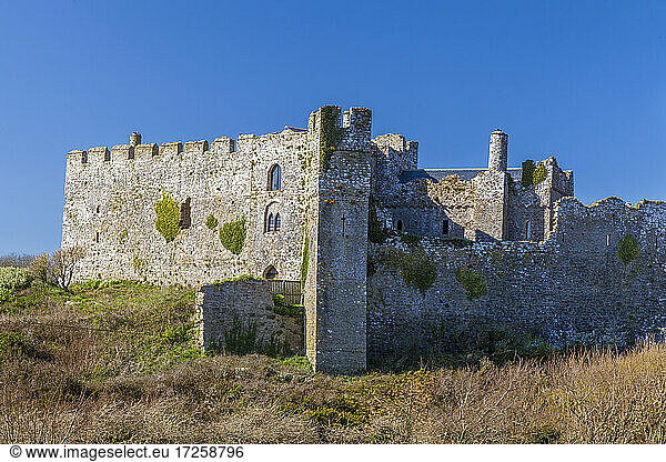 Manorbier Castle  Pembrokeshire  Wales  Vereinigtes Königreich  Europa
