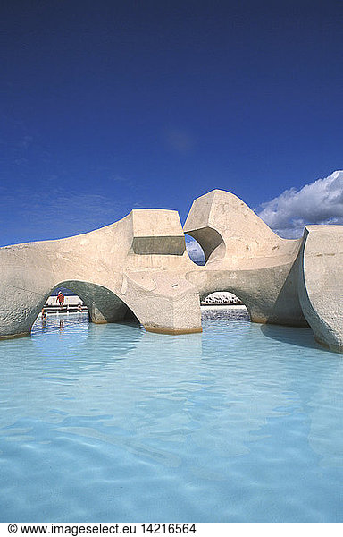 Manrique work of art  Lago Martianez swimming pool with sculpture  Tenerife  Canary Islands  Spain  Atlantic  Europe