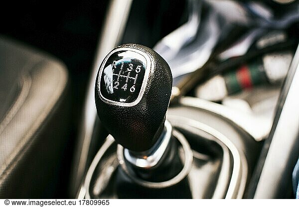 Manual gear lever of a car. Close up of a car gear stick manual transmission  Image of a car gear stick manual transmission