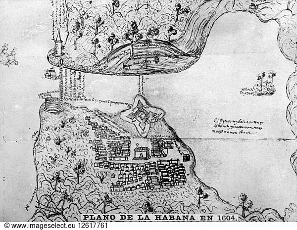 Map of Havana  (1608)  1920s. Artist: Unknown