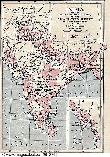 Map of India in 1856 (1906). Artist: Unknown. Map of India in 1856 ...