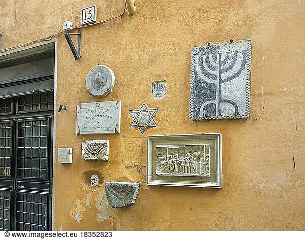 Marble panels in the Jewish quarter  Rome  Italy  Europe