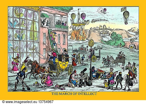 March of Intellect - Turn of the Century Illustration of new fangled inventions