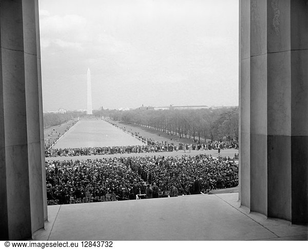 MARIAN ANDERSON (1897-1993). American contralto singer. A view from the steps of the Lincoln Memorial  in Washington  D.C.  of the crowd of approximately 75 000 that gathered to hear Marian Anderson's open air concert on Easter Sunday  9 April 1939.