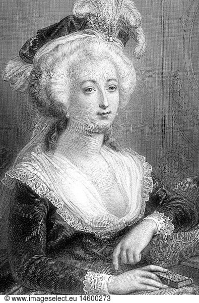 Marie Antoinette  2.11.1755 - 16.10.1793  Queen consort of France 10.5.1774 - 21.9.1792  half length  steel engraving  19th century  after contemporary image