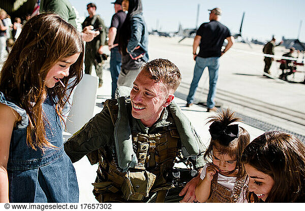 Marine Reuniting with Family at Miramar in San Diego