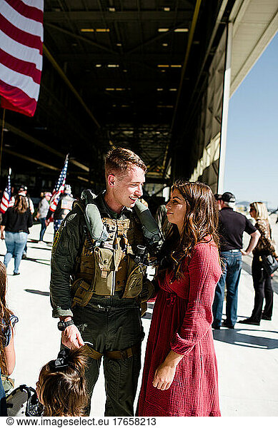 Marine Reuniting with Family at Miramar in San Diego