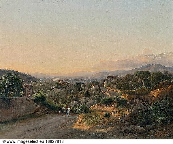 Mark? II K?roly - Ansicht von Florenz und den Hügeln westlich von San Donato über Bagno a Ripoli - Ungarische Schule - 19.