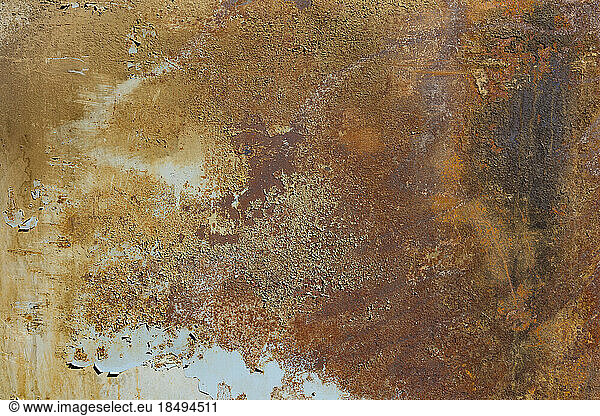 Marks and rust patterns on metal containers  close up.