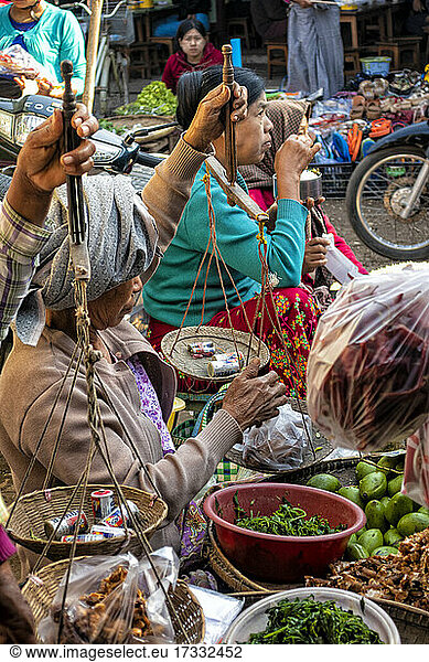 Markt für frische Lebensmittel in Yangon  Myanmar