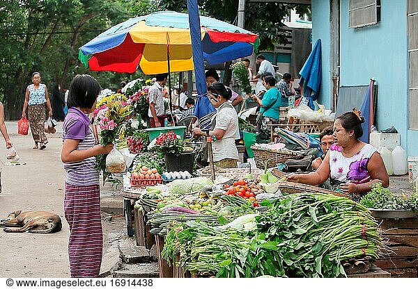 Markt in Yangon  Myanmar  Birma  Südostasien  Asien