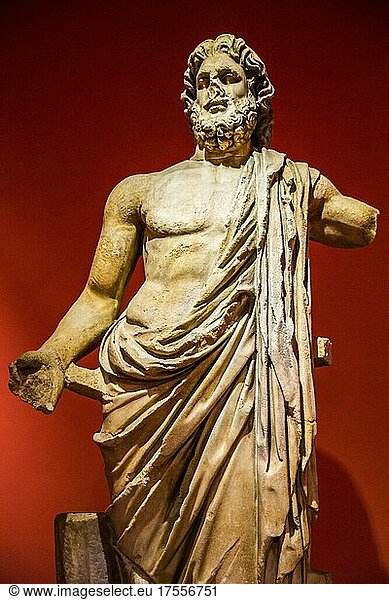 Marmorstatue des Zeus  Perge  2. Jhd. Halle der Götter  Archäologisches Museum  Antalya  Türkei  Antalya  Türkei  Asien
