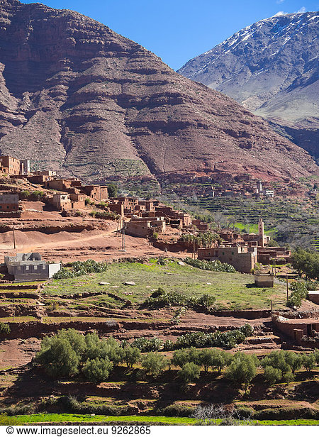 Marokko  Marrakesch-Tensift-El Haouz  Atlasgebirge  Ourika-Tal  Dorf Anammer  Lehmhäuser