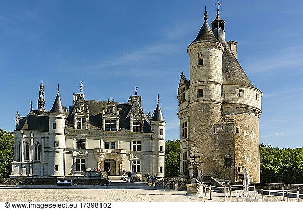 Marques Tower at Chateau de Chenonceau  Loire Valley  Indre et loire department  Centre-Val de Loire  France  Europe