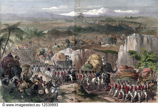 Marsch der Truppen in Indien  1848. Künstler: Unbekannt
