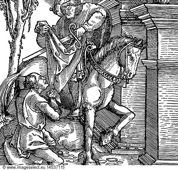 Martin von Tours  um 316 - 8.11.397  Heiliger  Bischof  Ganzfigur  Holzschnitt  von Hans Springinklee (um 1490 - um 1540)  Deutschland  erste HÃ¤lfte 16. Jahrhundert