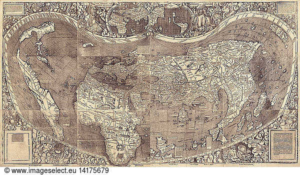 Martin Waldseem Ller World Map Martin Waldseem Ller World Map 1507   Image Stock Martin Waldseem Ller World Map        014175000 14175679 