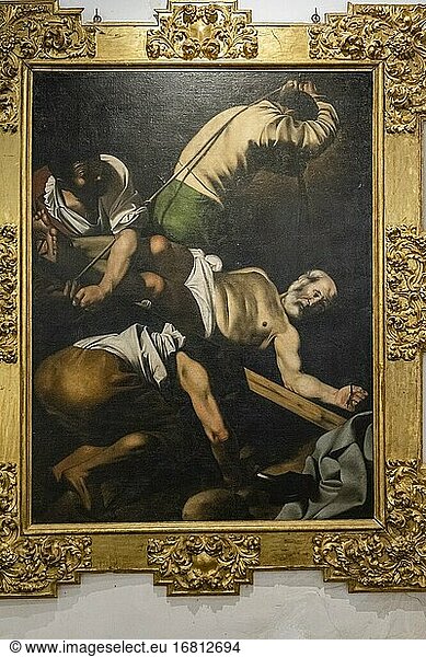 Martyrium des Heiligen Petrus  Öl auf Leinwand  17. Jahrhundert  Kopie  Kirche San Bartolom?  Atienza  Provinz Guadalajara  Spanien.