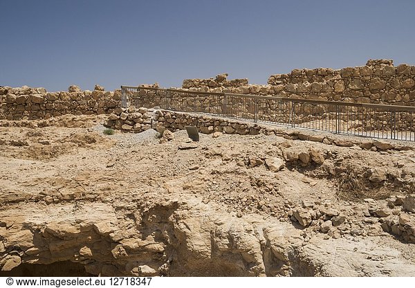 Masada fortress. Archaeological ruins. Masada National Park  Judean Desert  UNESCO World Heritage Site  Israel  Middle East.