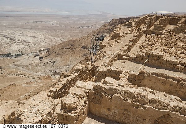 Masada fortress. Archaeological ruins. Masada National Park  Judean Desert  UNESCO World Heritage Site  Israel  Middle East.