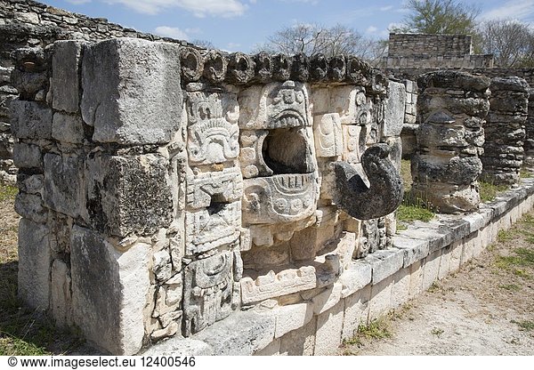Mask  Chac Rain God  Mayan Ruins  Mayapan Archaeological Site  Yucatan  Mexico