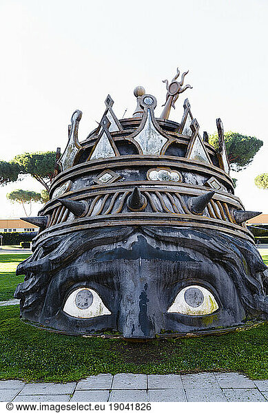 Mask  film prop outside at the Cinecitta Museum in Rome  Italy