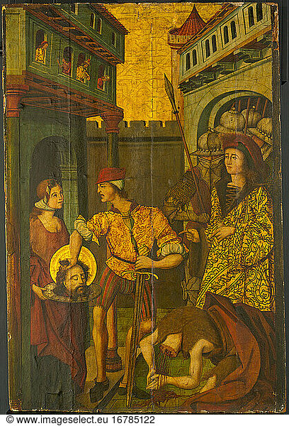 Master Palanquinos  active ca 1470–1500. The Beheading of Saint John the Baptist   1490–1500. Tempera and oil on panel.
Inv. No. 1984.19 
Chicago  Art Institute.