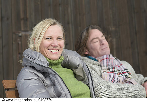 Mature couple relaxing  smiling