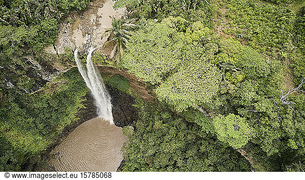 Mauritius  Distrikt Riviere Noire  Chamarel  Luftaufnahme des Chamarel-Wasserfalls