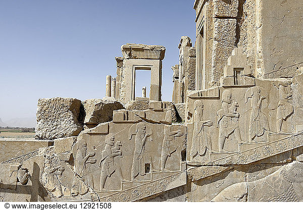 Medes and Arachos priests  The Tachara  the Palace of Darius the exclusive building of Darius I  Persepolis  Iran  Middle East