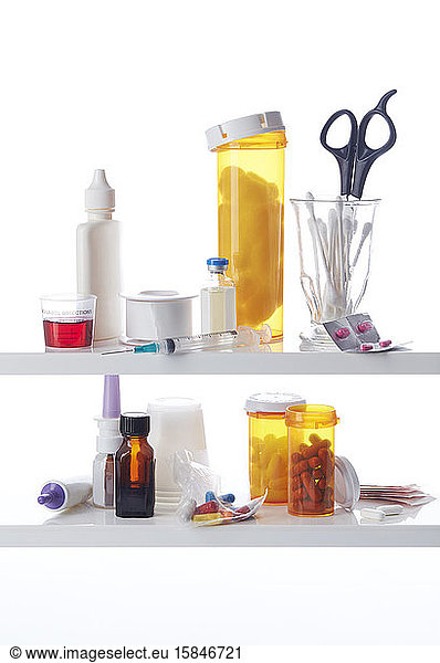 Medicine Cabinet Filled with Medical Supplies