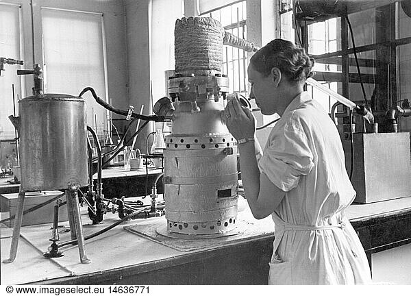 medicine  laboratory  laboratory assistent with laboratory equipment  circa 1940
