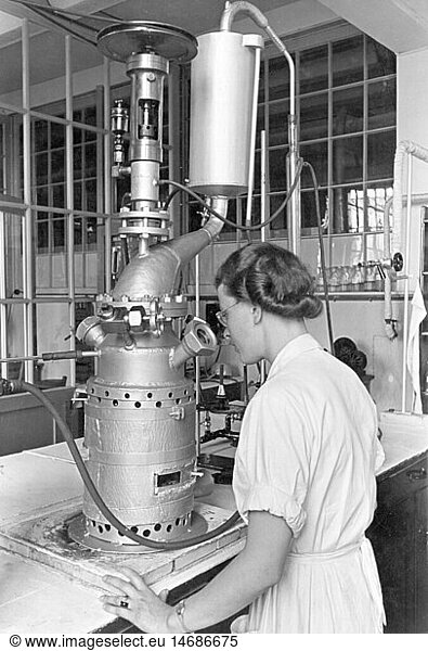 medicine  laboratory  laboratory assistent with laboratory equipment  circa 1940