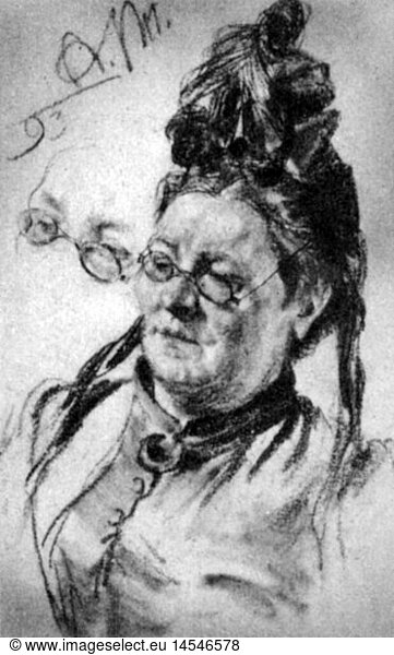 medicine  ophthalmology  lady with glasses  drawing by Adolph von Menzel (1815 - 1905)  1893