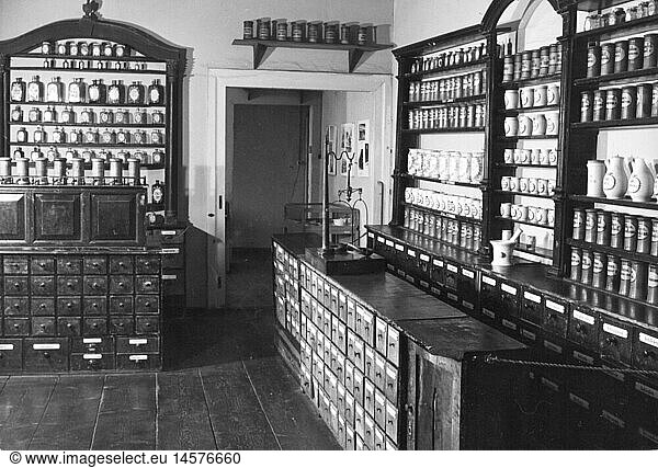 medicine  pharmacy  pharmacy  salesroom  Municipal Museum  Halberstadt  20th century  20th century  sale  sales  selling  sell  medicinal drug  medicament  drugs  medication  pill  tablet  pills  tablets  retail store  retail outlet  retail stores  retail outlets  commerce  trade  economy  pharmaceuticals  pharmaceutical products  preparation  compound  pharmaceutical  remedy  remedies  pharmaceutics  pharmacology  shelf  shelves  vessel  vessels  medicine  medicines  pharmacy  pharmacies  drugstore  chemist's shop  drugstores  chemist's shops  drug store  drug stores  salesroom  salesrooms  historic  historical