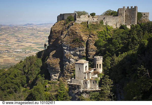 Medieval castle on the hillside in Erice  Sicily.