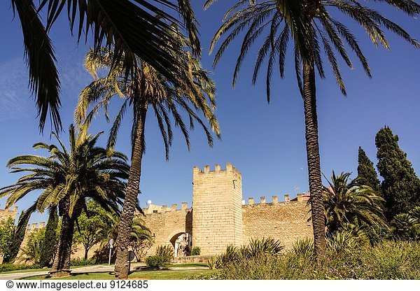 Medieval walls  14th century  Alcudia  Majorca  Balearic Islands  Spain.