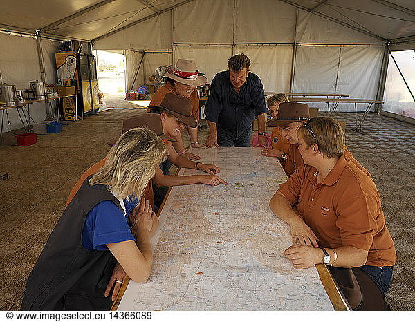 Meeting preparing the cattle drive  South Australia